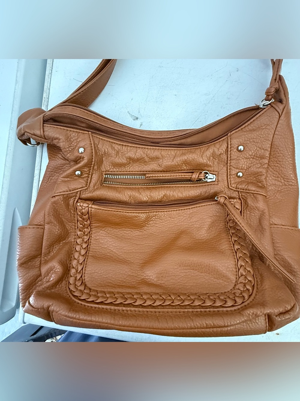 Bueno Women's Braided Detail Multi Pocket Spacious Hobo Bag